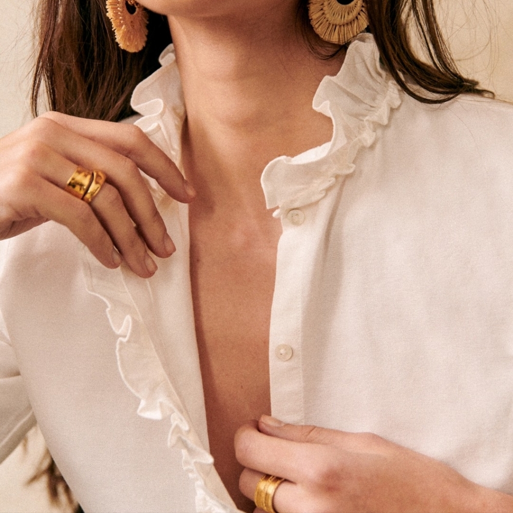Sezane Castella Ruffled Button-Up Blouse - Picture 3 of 5